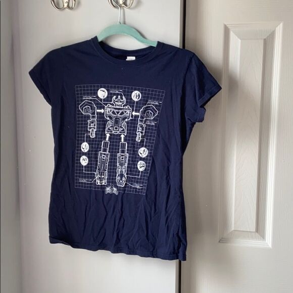 🍭6/$30 Power Rangers Megazord Blueprint Top - M - Picture 1 of 4
